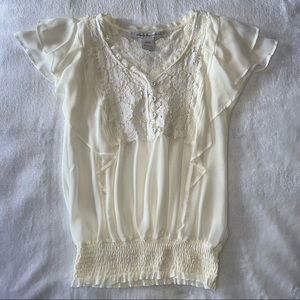 American Rag cream lace top size small